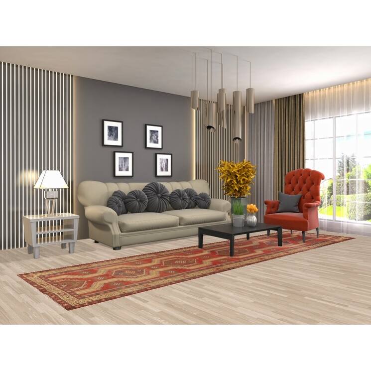 Vegetable Dye Ardebil Persian Runner Rug Hand-knotted Wool Carpet - 3'3"x 12'8"