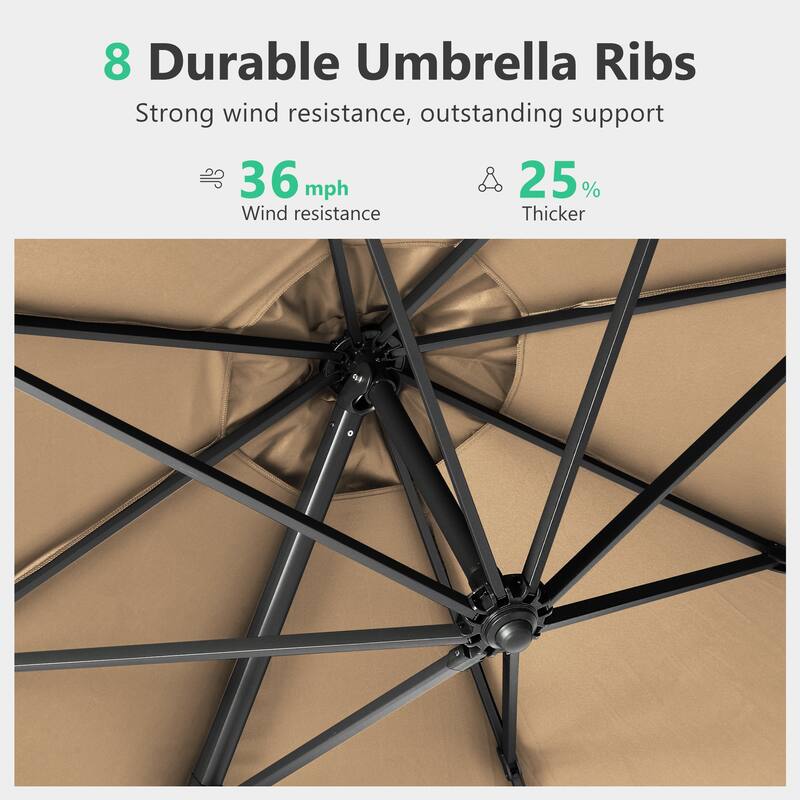 10 FT Square Offset Patio Umbrella with 360° Rotation & Tilt Adjustment, Aluminum Pole, Waterproof & UV Protection