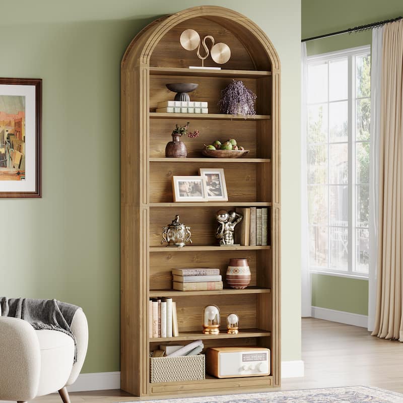 79.53" Tall Modern Arched Bookshelf for Living Room, Study