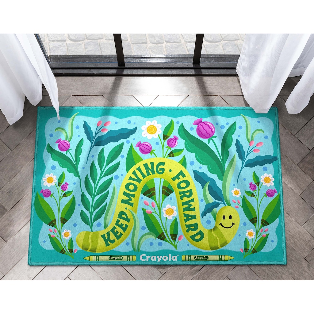 Crayola Keep Moving Green Blue Floral Area Rug By Well Woven