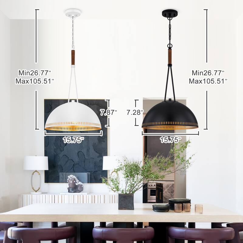 Modern Dome Pendant Light with Gold Interior Kitchen Lamp - Dia.16-in