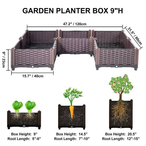 Raised Plastic Garden Bed, 15undefined15undefined9in Square Garden