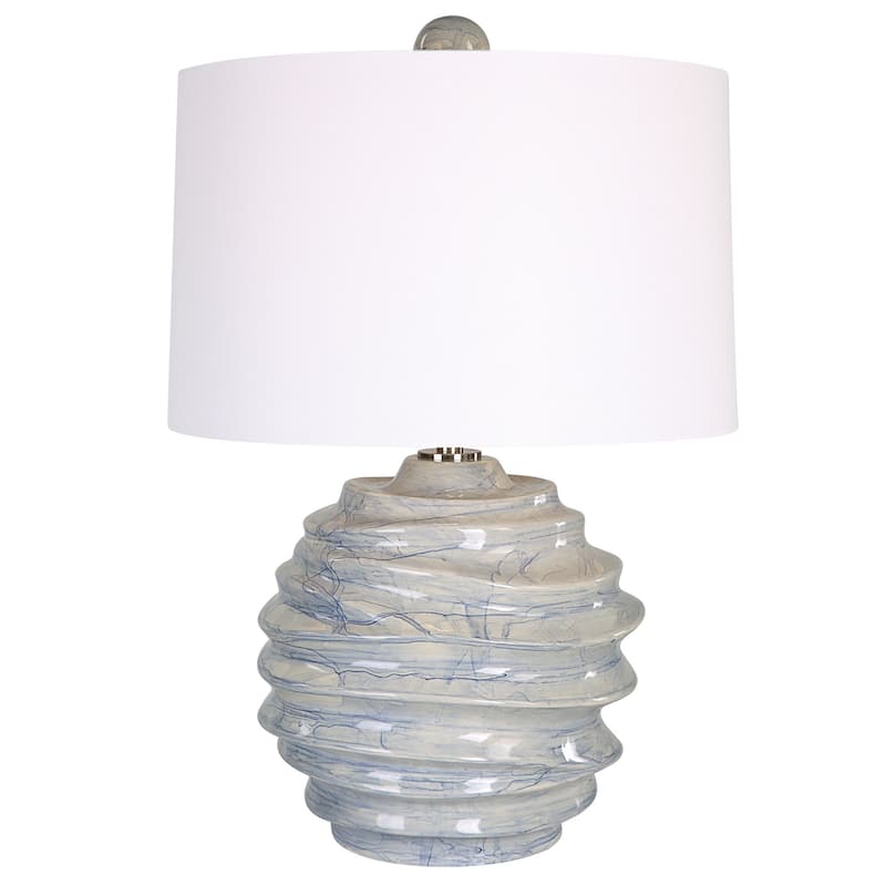 Ceramic Table Lamp with Drum Shade - 26" - Blue and White