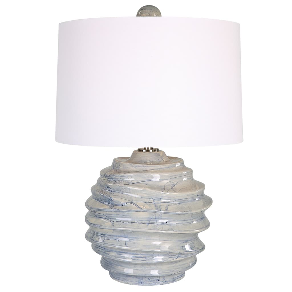 Ceramic Table Lamp with Drum Shade - 26" - Blue and White