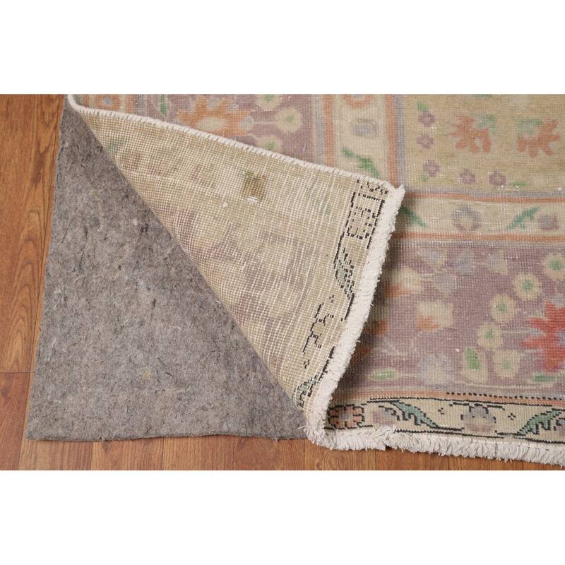 Distressed Brown Tabriz Persian Area Rug Hand-Knotted Wool Carpet - 9'8"x 12'11"
