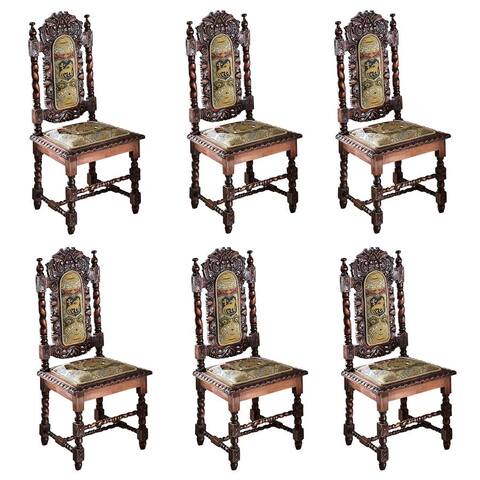 Design Toscano Charles II Chairs: Set of Six Side Chairs