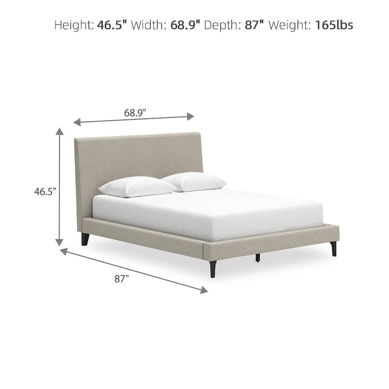 Signature Design by Ashley Cielden Soft Gray Queen Upholstered Bed with Roll Slats