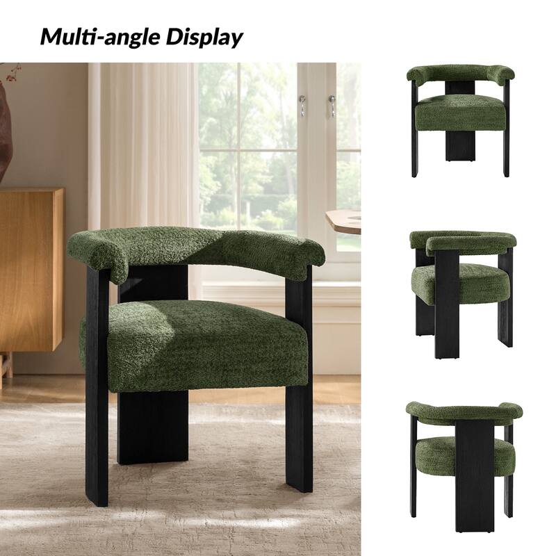 Georg Modern Boucle Dining Chair with Solid Wood Legs Set of 2 by HULALA HOME