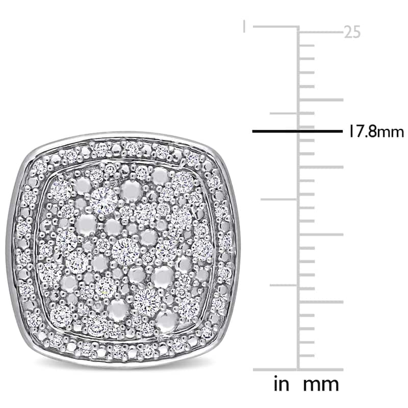 Miadora 1ct TDW Diamond Cushion Clustered Halo Stud Earrings in 10k White Gold