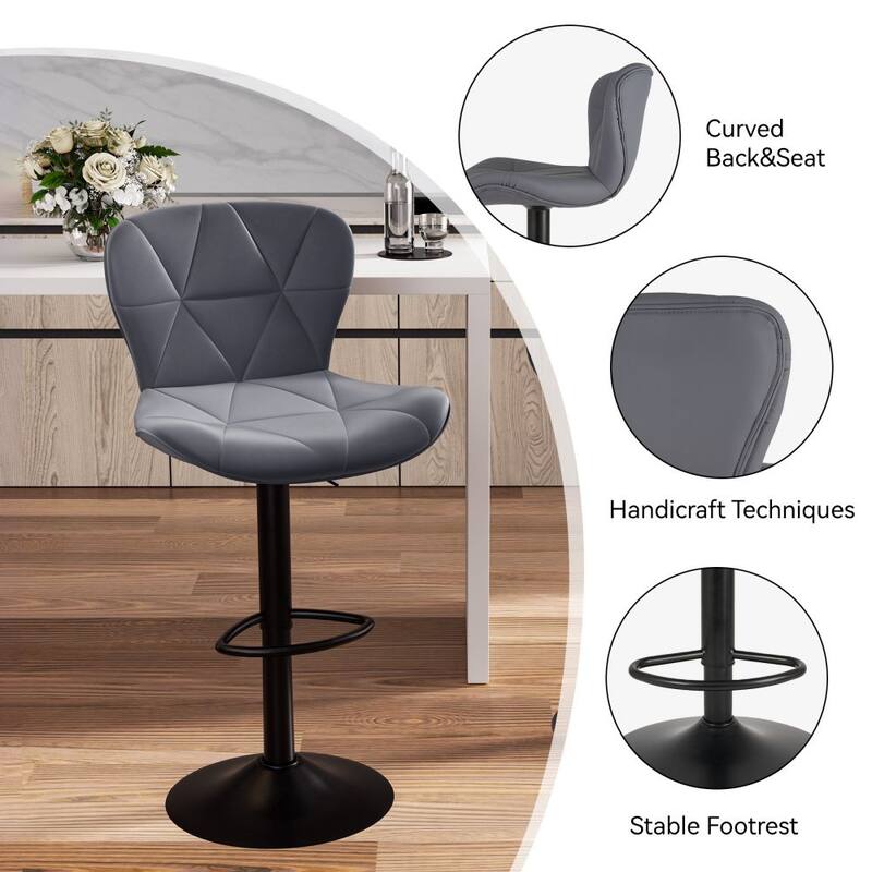 Set of 2 Faux Leather Counter Height Bar Stools