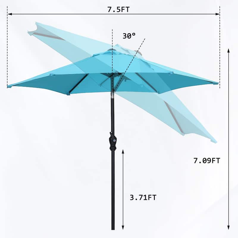 Ainfox 7.5ft Patio Umbrella Push Button Tilt Outdoor Market Umbrella Without Base