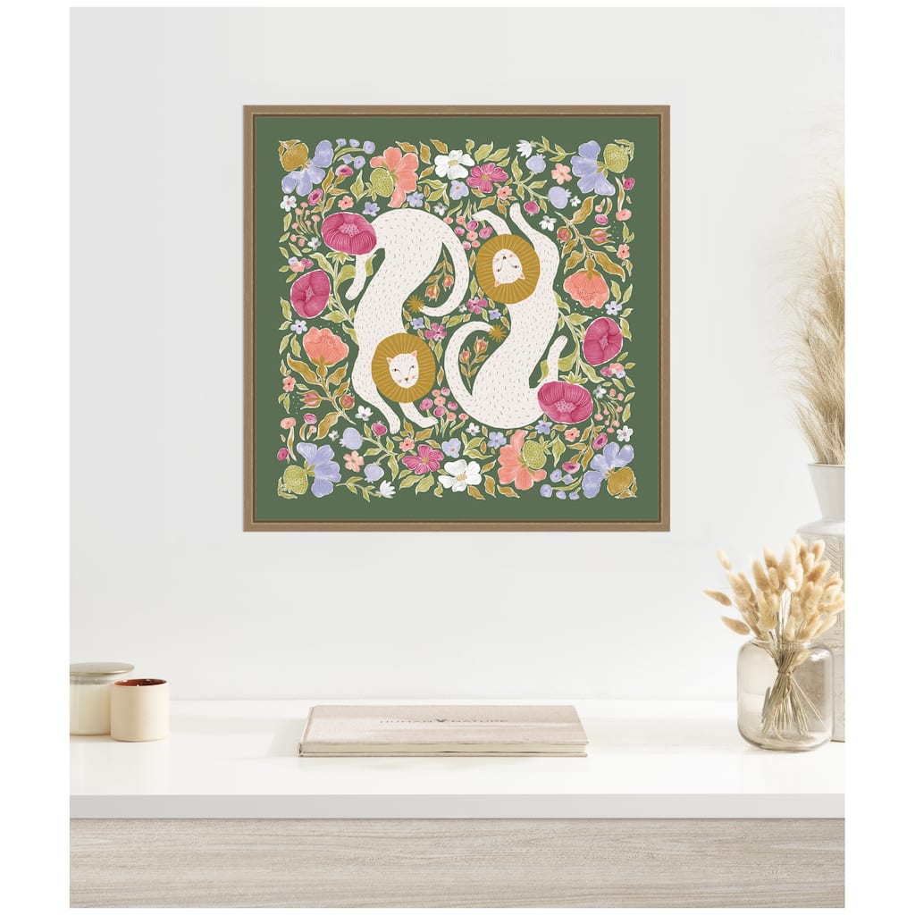 Kate and Laurel JL Lions Menagerie by Jill Labieniec Framed Canvas Wall Art Print