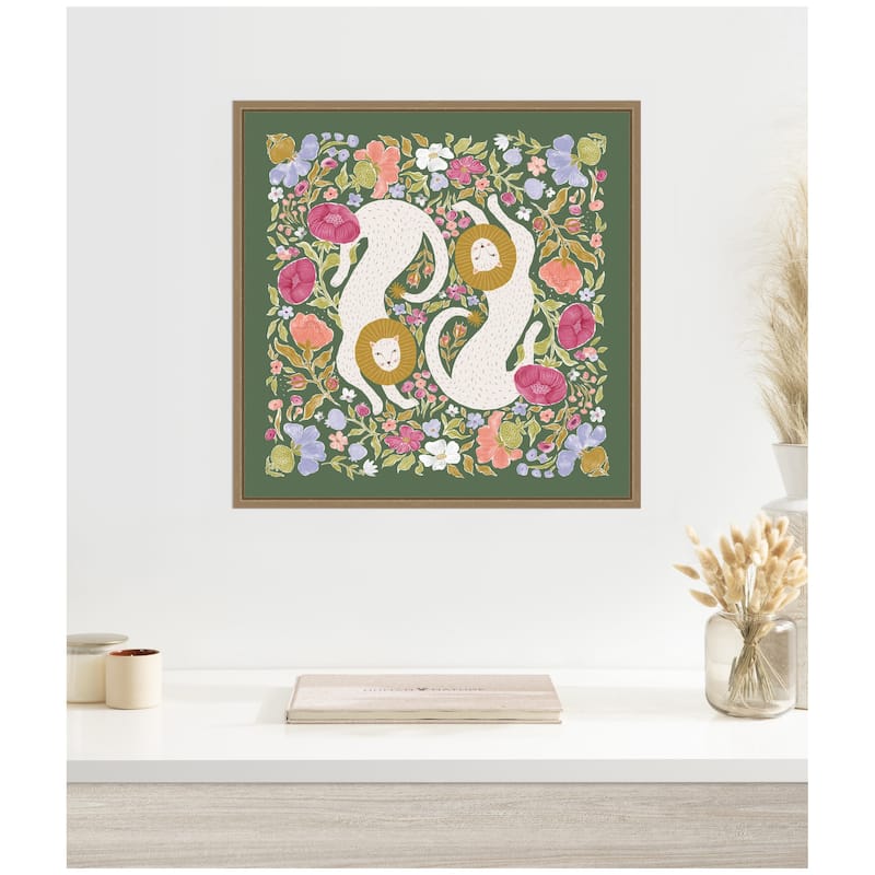 Kate and Laurel JL Lions Menagerie by Jill Labieniec Framed Canvas Wall Art Print