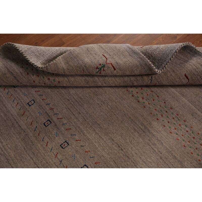 Hand Knotted Oriental 100% Wool Carpet Tribal Animal Pictorial Brown Gabbeh Area Rug - 7' 9'' X 5' 4''