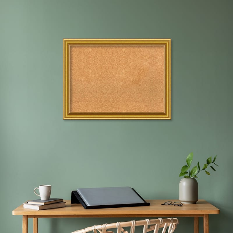 Townhouse Gold Wood Framed Natural Corkboard Bulletin Board