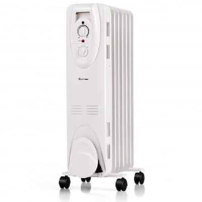1500 W Oil Filled Radiator Portable Space Heater with Overheat - White