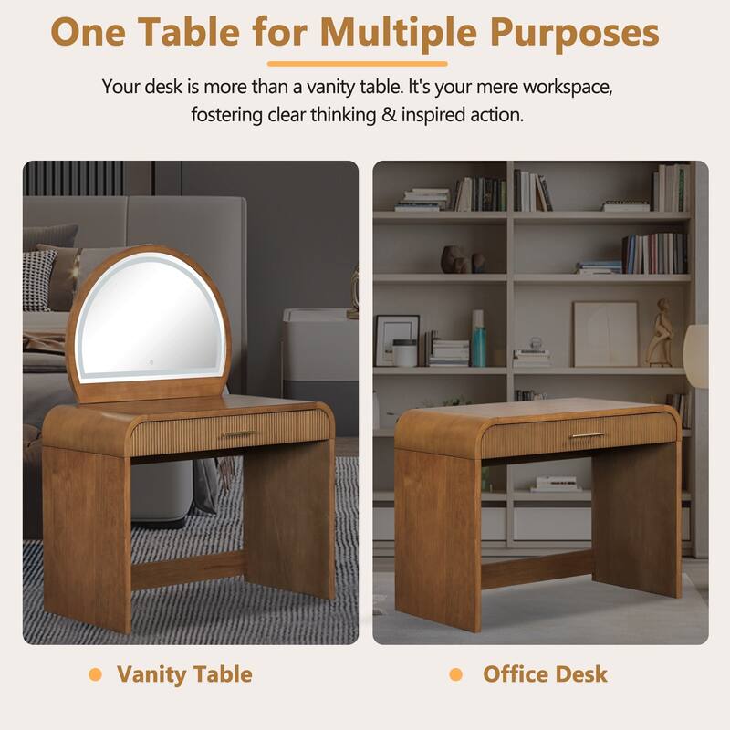 39" Bedroom Makeup Vanity Desk Dresser Table with Light Mirror, Drawer