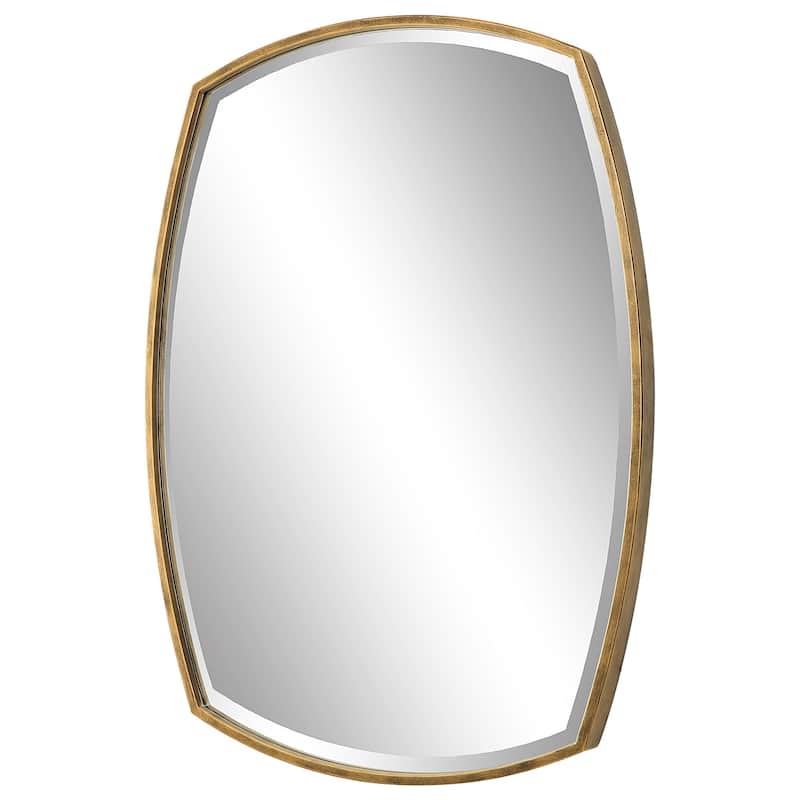 Beveled Iron Framed Wall Mirror - 38.25" - Gold