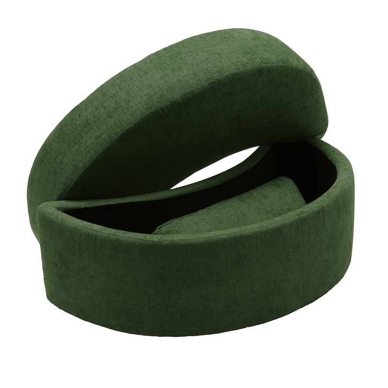 41" W Oversized Accent Barrel Swivel Chair with Moon Storage Ottoman