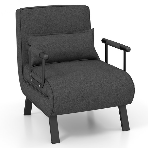 slide 2 of 19, Costway Folding 5 Position Convertible Sleeper Bed Armchair Lounge Grey