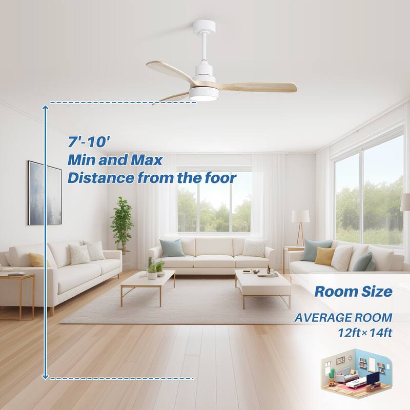 48 Inch Smart Wood Ceiling Fan with Light and Remote/App Control, Integrated LED Included