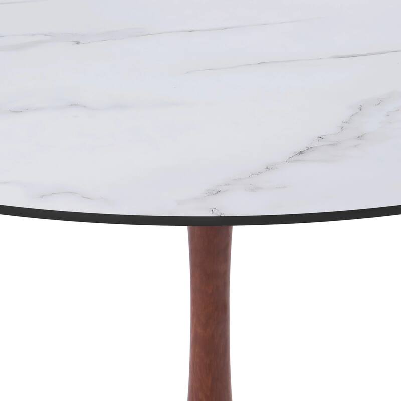 Bristol 24" Round Dining Table with MDF Top and Cherry Steel Pedestal Base for Modern Kitchen and Dining Room