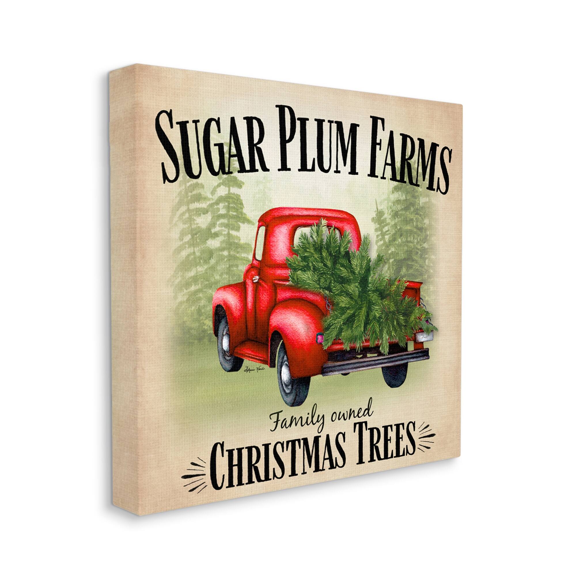 Shop Stupell Industries Holiday Red Truck Sugar Plum Farms Sign Canvas Wall Art Multi Color Overstock 32077585