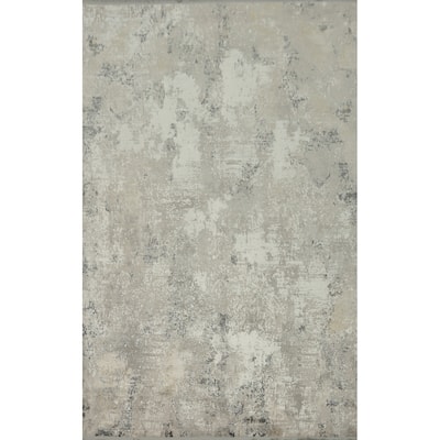 Machine Made Oriental Polyester Carpet Modern Abstract Beige & Ivories Abstract Area Rug - 7' 5'' X 5' 2''