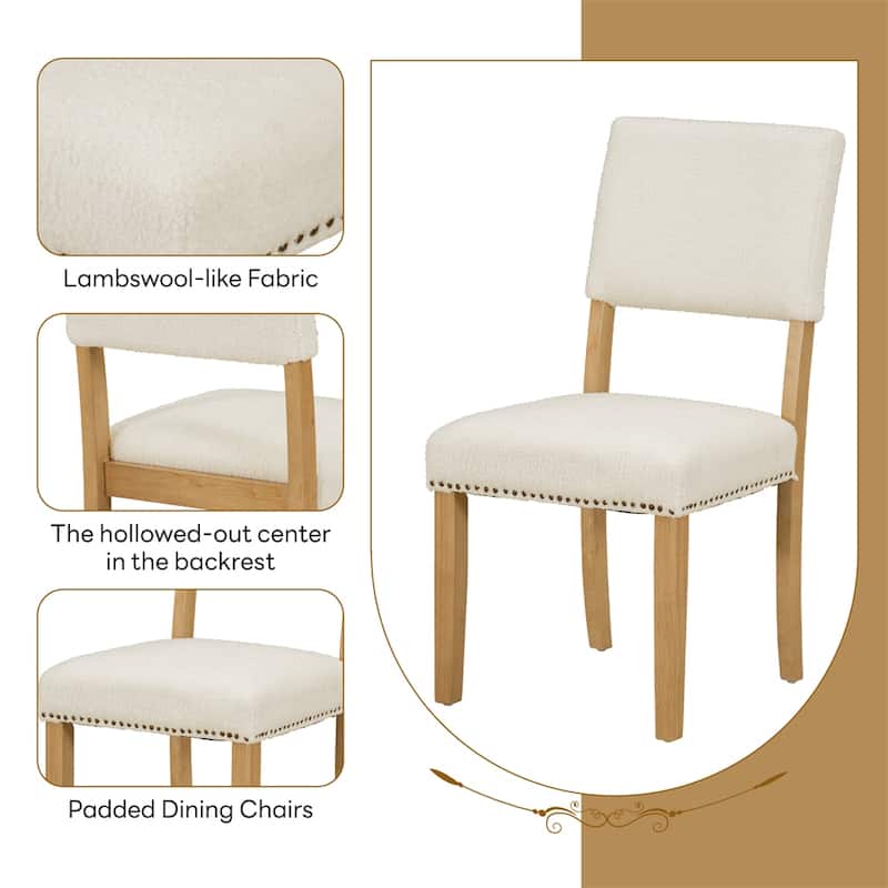 5-Piece Round Dining Table Set with 4 Upholstered Dining Chairs