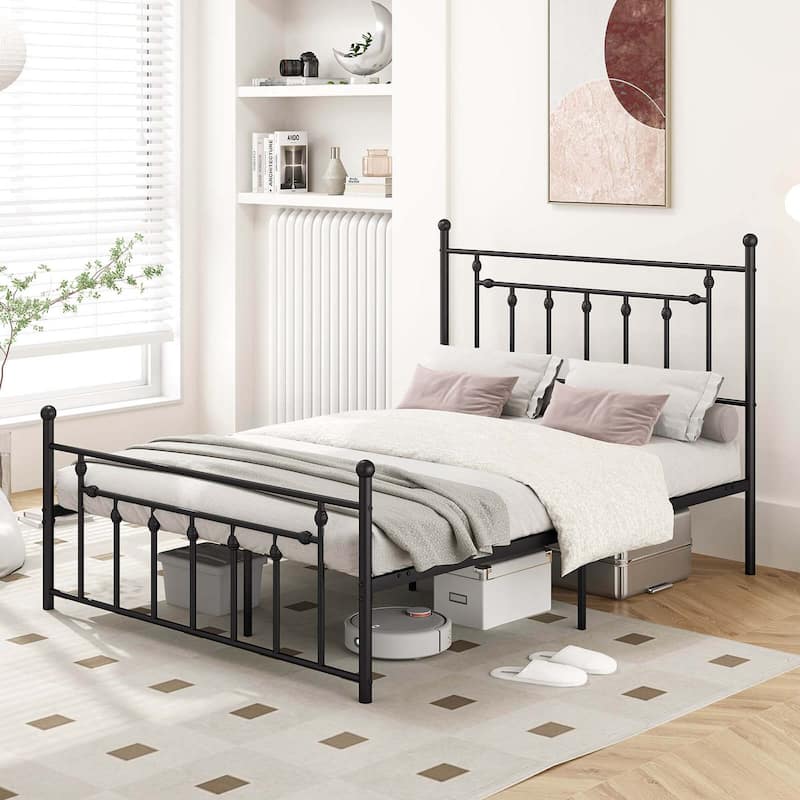 Costway Twin/Full/Queen Size Metal Bed Frame with Headboard Under-bed