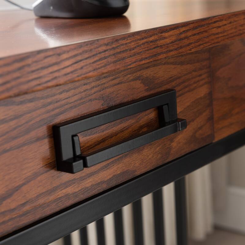 Leick Home Ironcraft Rustic Two Drawer Hall Console Sofa Table with Shelf