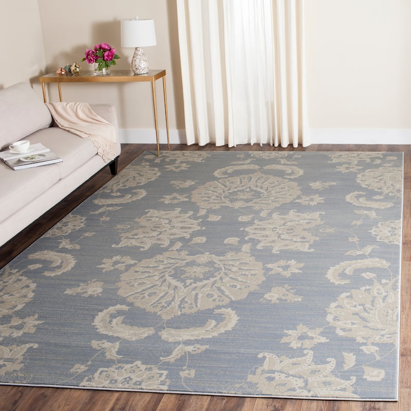 SAFAVIEH Vintage Distressed Boho Nona Oriental Rug - 9' x 12' - Light Blue/Ivory