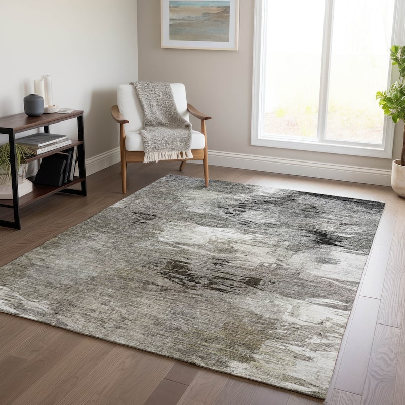 Machine Washable Indoor/ Outdoor Chantille Modern Ombre Rug - Taupe - 3' x 5'