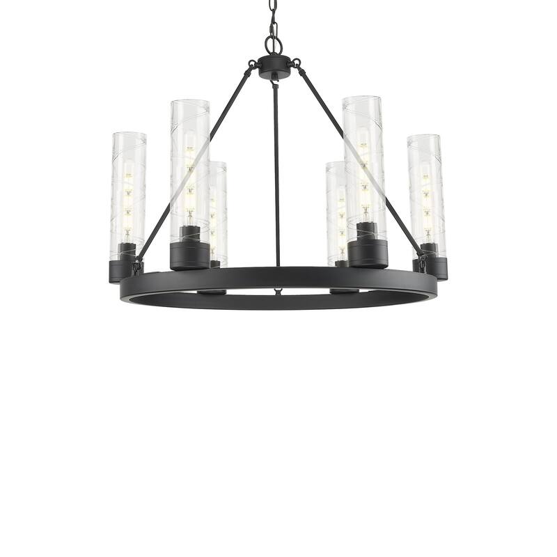 Innovations Lighting 617-6CR-24-29 Boreas Chandelier Boreas 6 Light - Matte Black / Deco Swirl