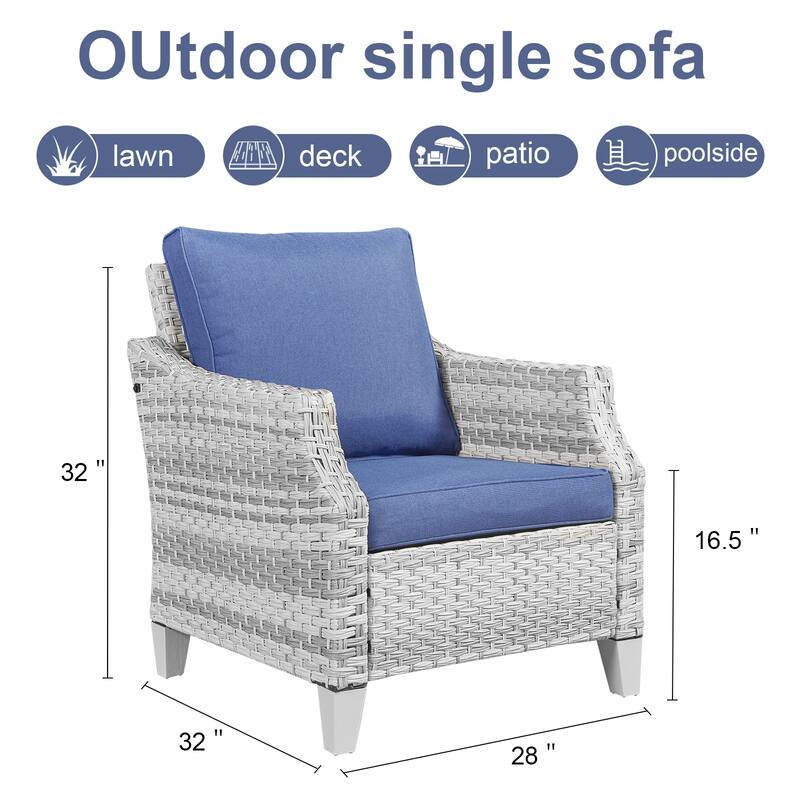Pocassy 2PCS Outdoor Patio Chair with Cushion