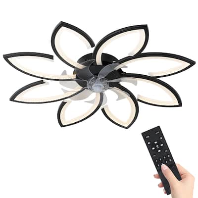 Dimmable 7 Blade Modern Ceiling Fan with Lights and Remote, 6 Speed Reversible Blades Timing for Bedroom