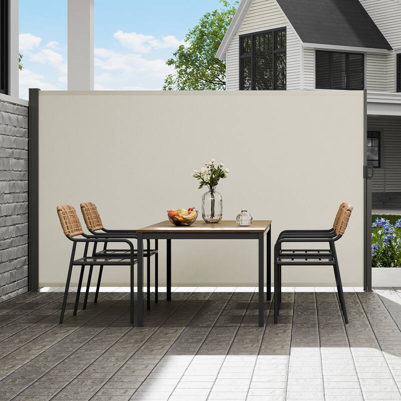 71''x 138'' Polyester Patio Privacy Screen with Retractable Handle and Perfect for Outdoor Balconies or Courtyards