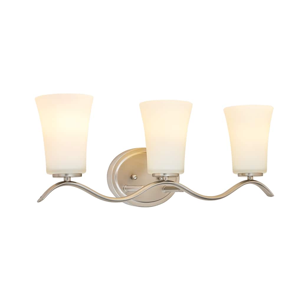 3 Lt Mount Bathroom light with white glass and gold finish