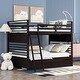 preview thumbnail 1 of 7, Modern Stairway Full Size Loft Bed Bunk Bed with 2-Drawers and Convertible Ladder and Slide Espresso