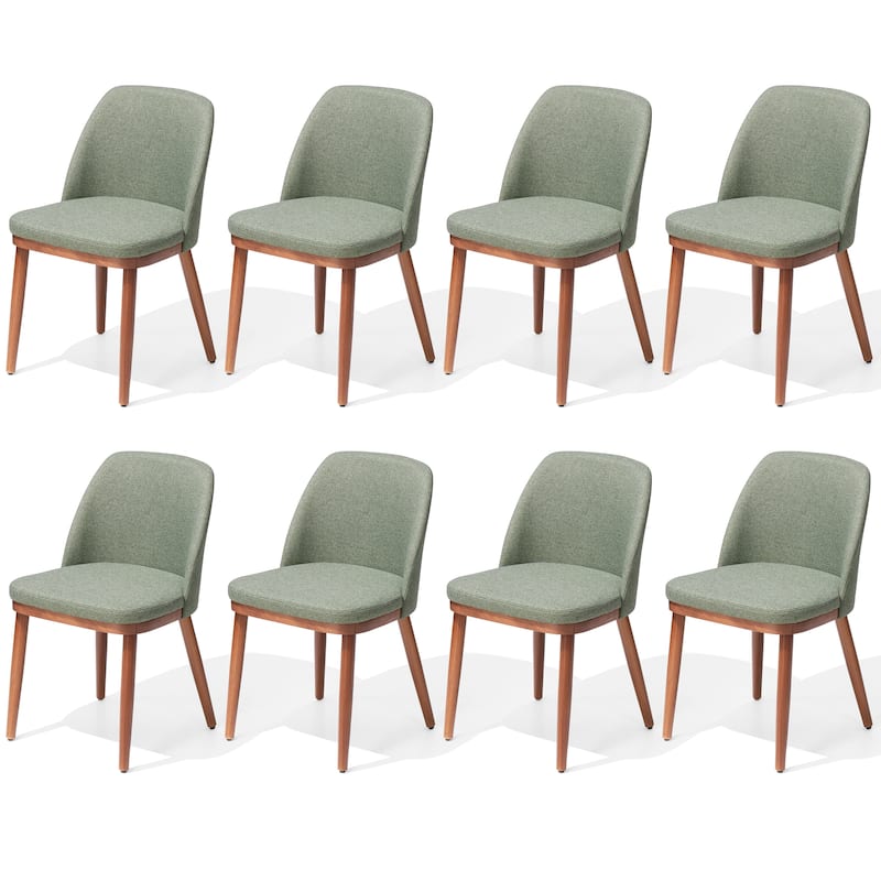 Crestlive Products Upholstered Wood Dining Chairs with Wood Legs - Green - 8PC