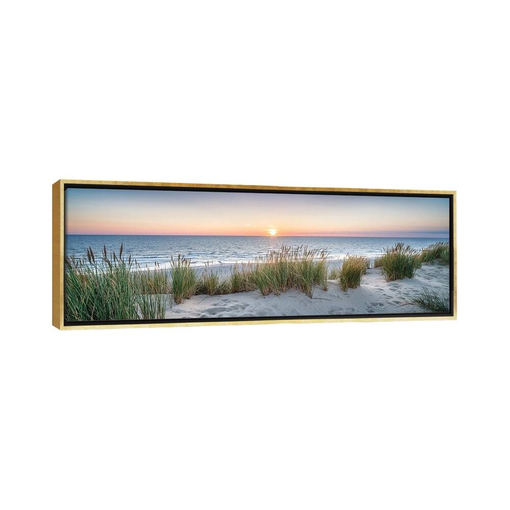 iCanvas "Dune beach panorama at sunset" by Jan Becke Framed Canvas Print