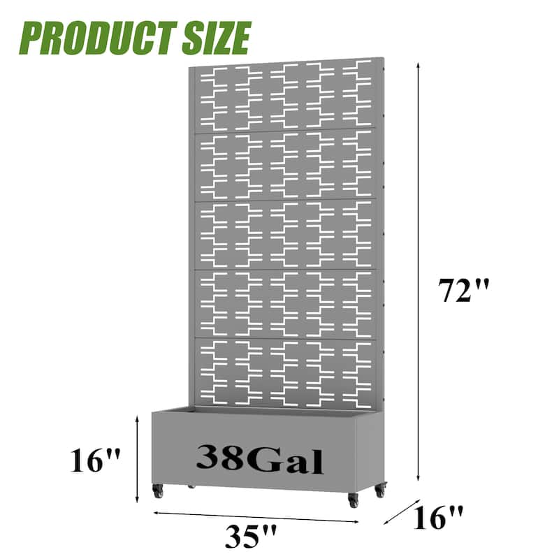 Metal Planter Box with Trellis Privacy Screen Planter Box with Lockable Wheels