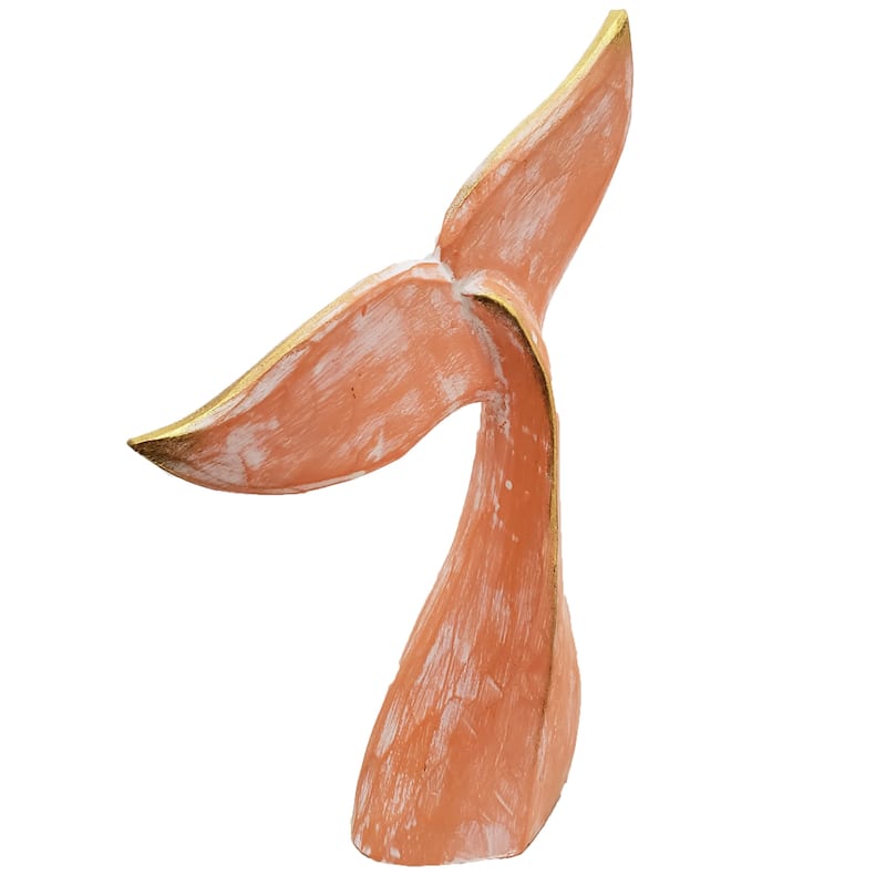 Wooden Whale Tail Statue- Green