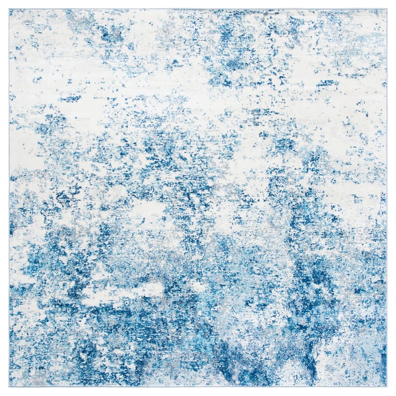 SAFAVIEH Brentwood Malissie Modern Abstract Rug - 6'7" x 6'7" Square - Ivory/Navy