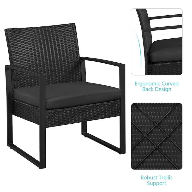 Yaheetech 3-Piece Bistro Set with Rattan Chairs for Patio and Balcony