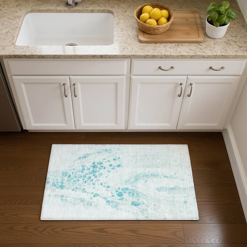 Premium Washable Super Soft Abstract Chic Mayfield Rug - Teal - 1'8" x 2'6"