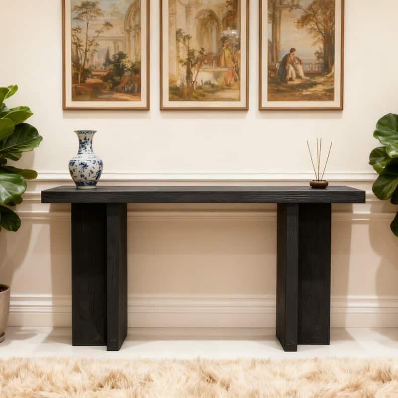 42''Modern Wooden Narrow Console Table for Entryway and Living Room - Black