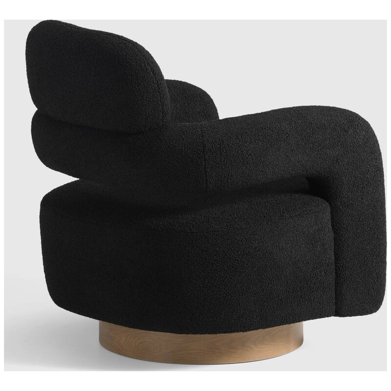 Bayville Sherpa Swivel Chair With Round Storage Ottoman 2-Piece Set