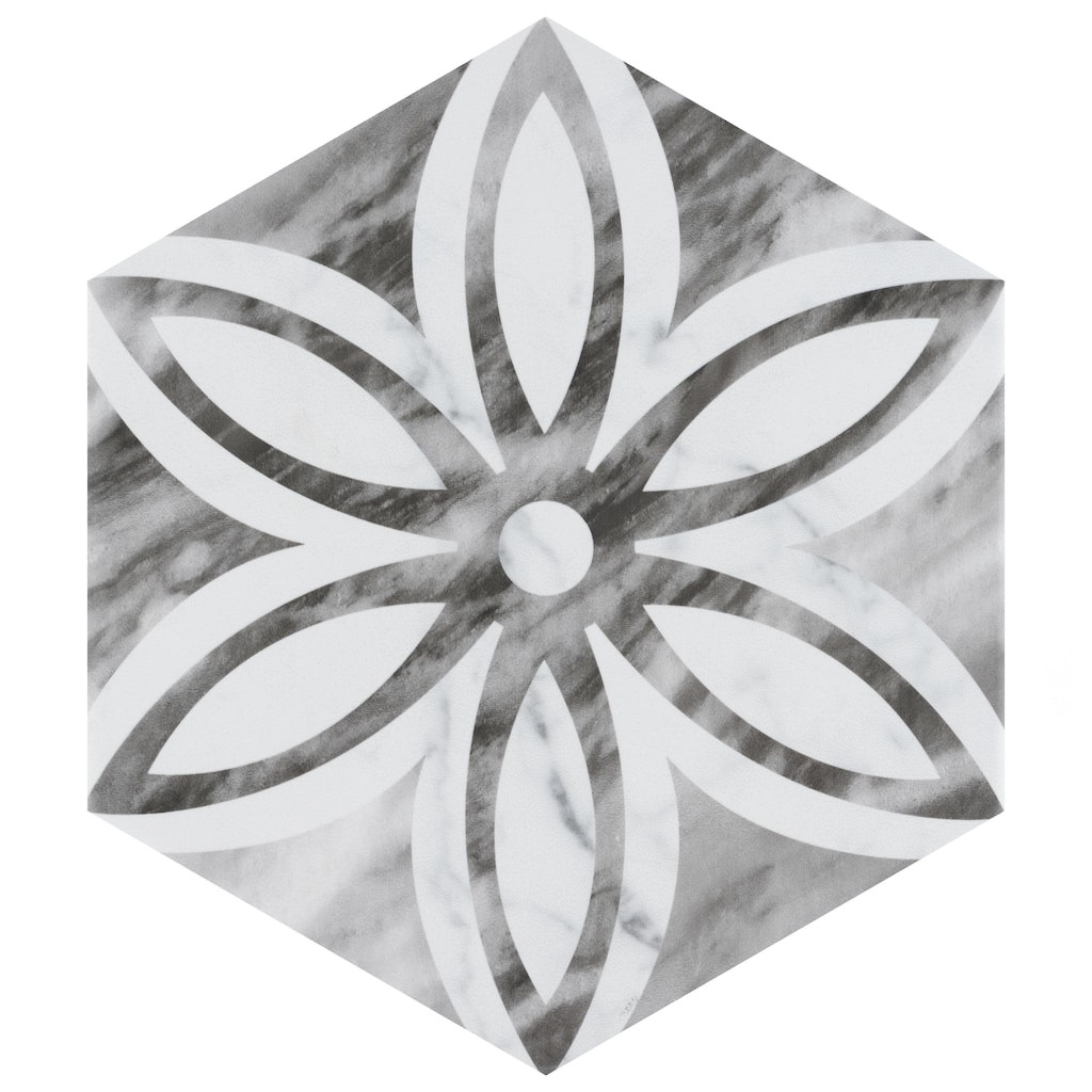 Merola Tile Classico Bardiglio Hex Lily 7" x 8" Porcelain Floor and Wall Tile