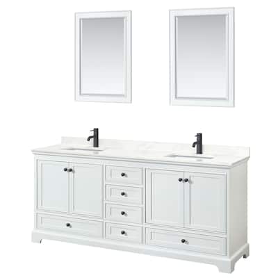 Deborah 80-inch Double Vanity, Quartz Top, 24-inch Mirrors